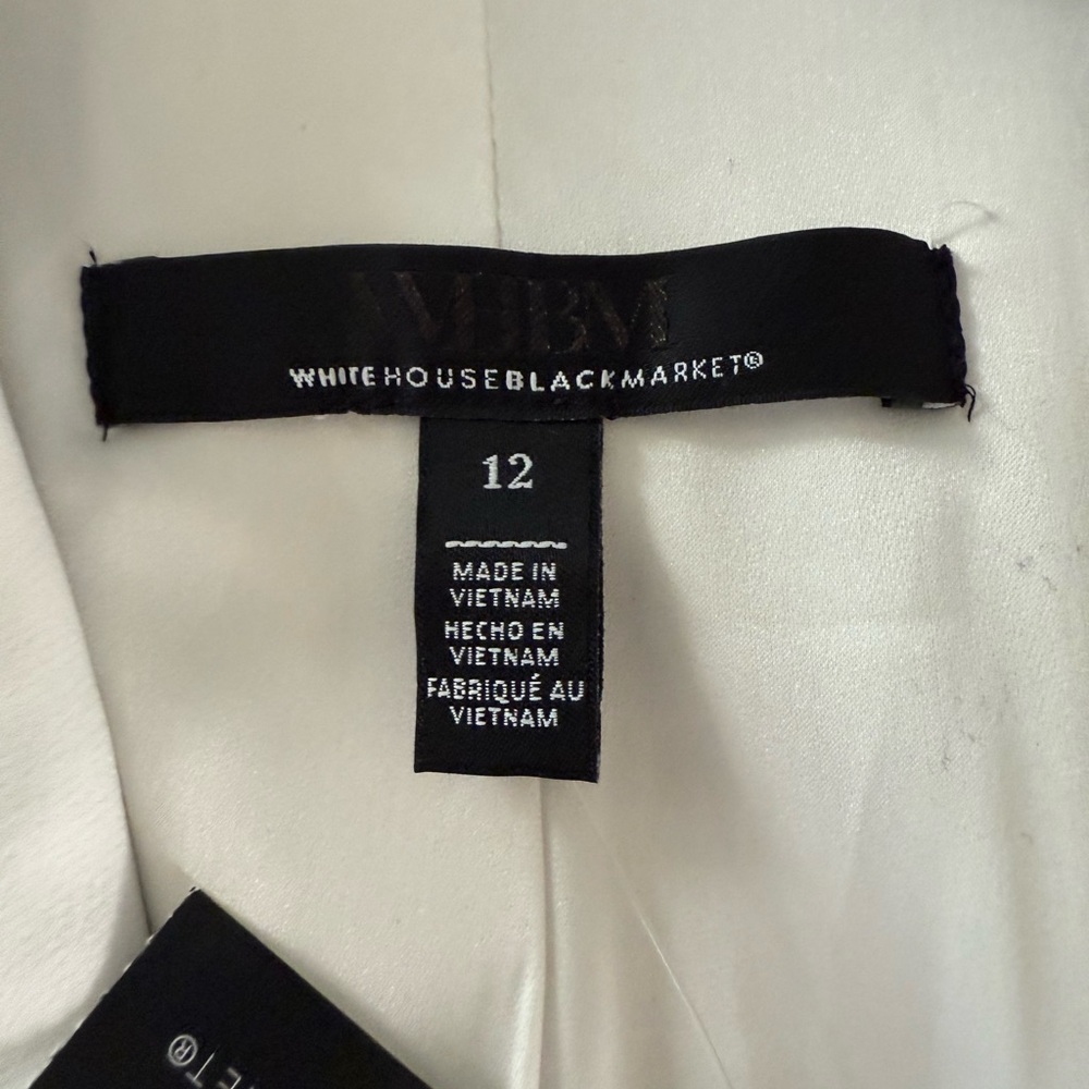 WHITE HOUSE BLACK MARKET ECRU METAL TAB BUTTON STUDIO BLAZER JACKET SZ 12 - Picture 6 of 14